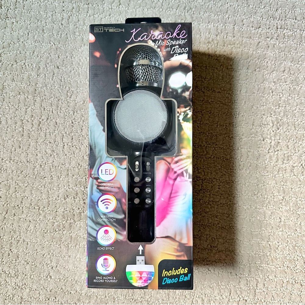 Simply Tech Karaoke Mic Speaker and Disco Ball